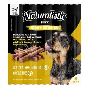 <strong>Naturalistic</strong> Stick Jerky Chicken, Snack para Perros, Palitos de Carne de Pollo, bolsa con 5 Stick de 15 gr