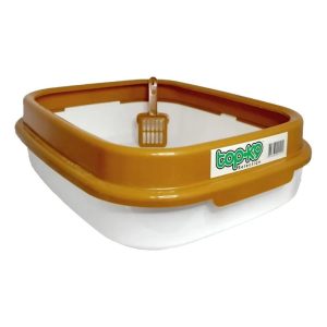 <strong>Top-K9</strong> Bandeja Sanitaria Jumbo con Borde y Pala, Medidas 53x43x17 cm, Color Mostaza/Blanco