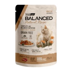 <strong>Vital Can Premium</strong> Balanced Natural Recipe, Alimento Húmedo para Gato Adulto, Sabor Carne Premium Argentina, Sachet de 85 gr