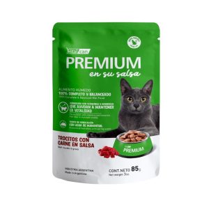 <strong>Vital Can Premium</strong> en su Salsa, Alimento Húmedo para Gato Adulto, Sabor a Trocitos con Carne en Salsa, Sachet de 85 gr