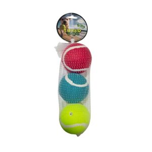 <strong>Turbo Dog</strong> Set Pelota de Tenis Color Surtido con Chirriador para Perros Medianos y Grandes, Diámetro 6.3 cm