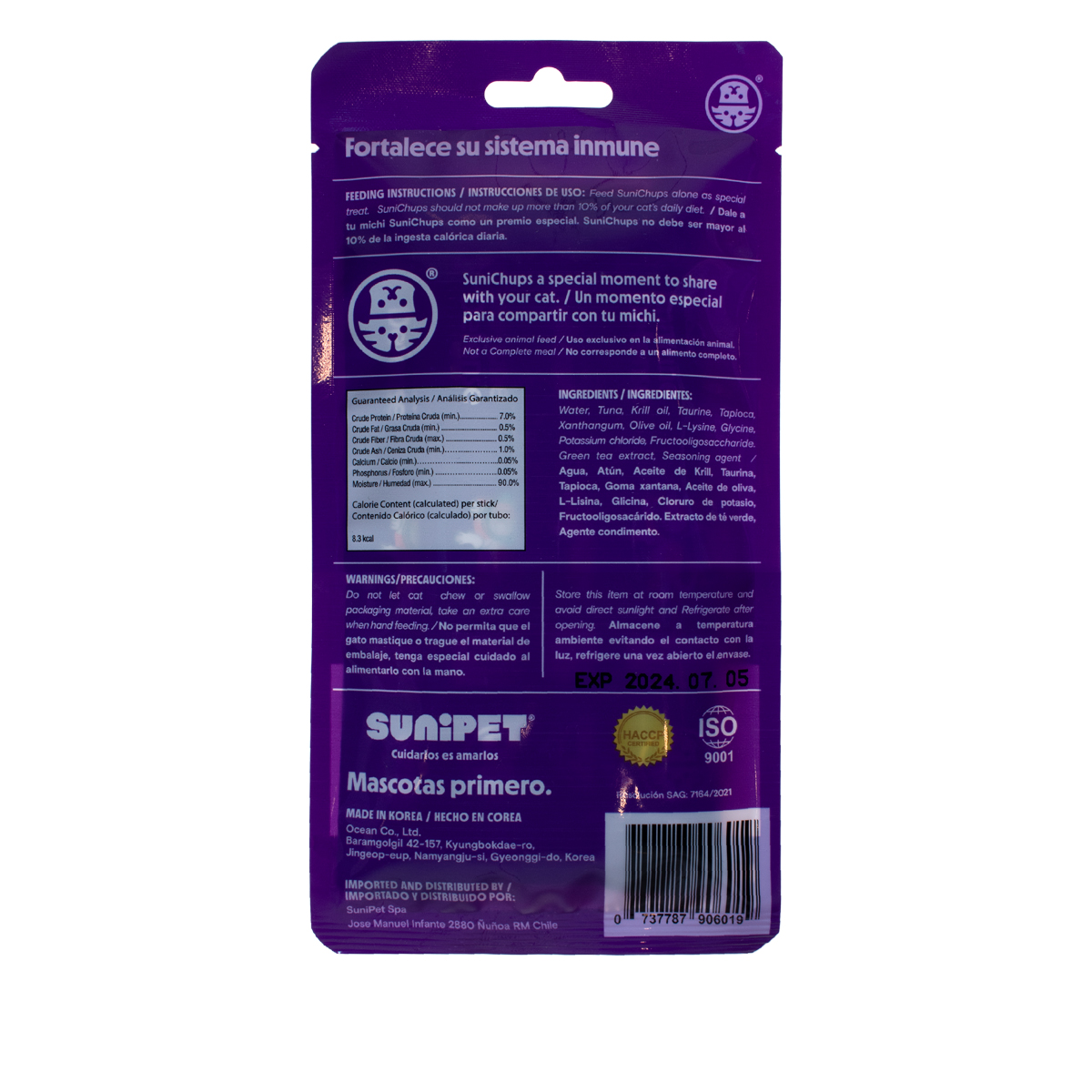<strong>SuniChups</strong> Immune Defense, Snack para Gatos, Atún, Aceite de Krill, Taurina y Lisina, 4 sachet de 14 gr - Imagen 2