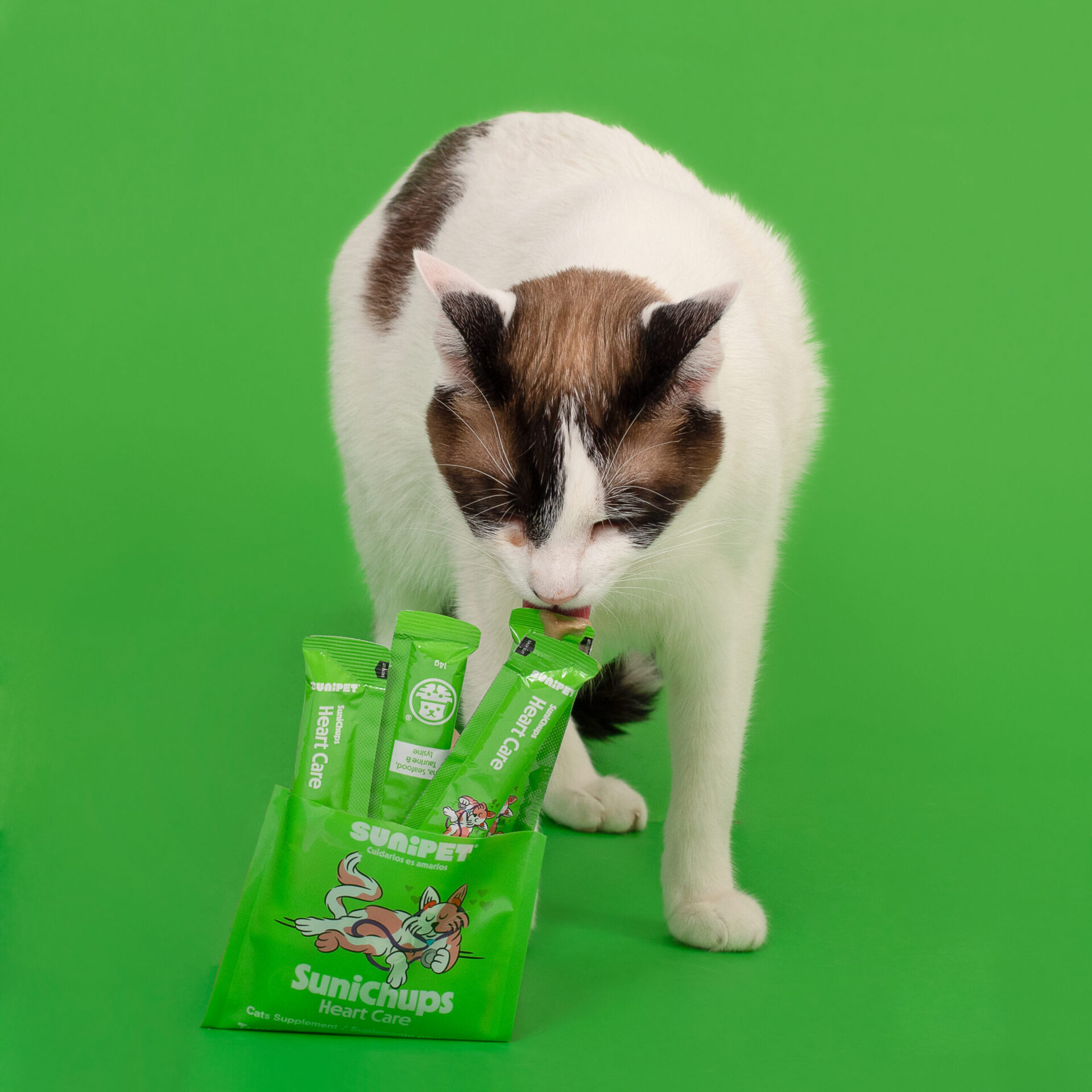 <strong>SuniChups</strong> Heart Care, Snack Húmedo para Gatos, Atún, Almeja y Lisina, 4 sachet de 14 gr - Imagen 4