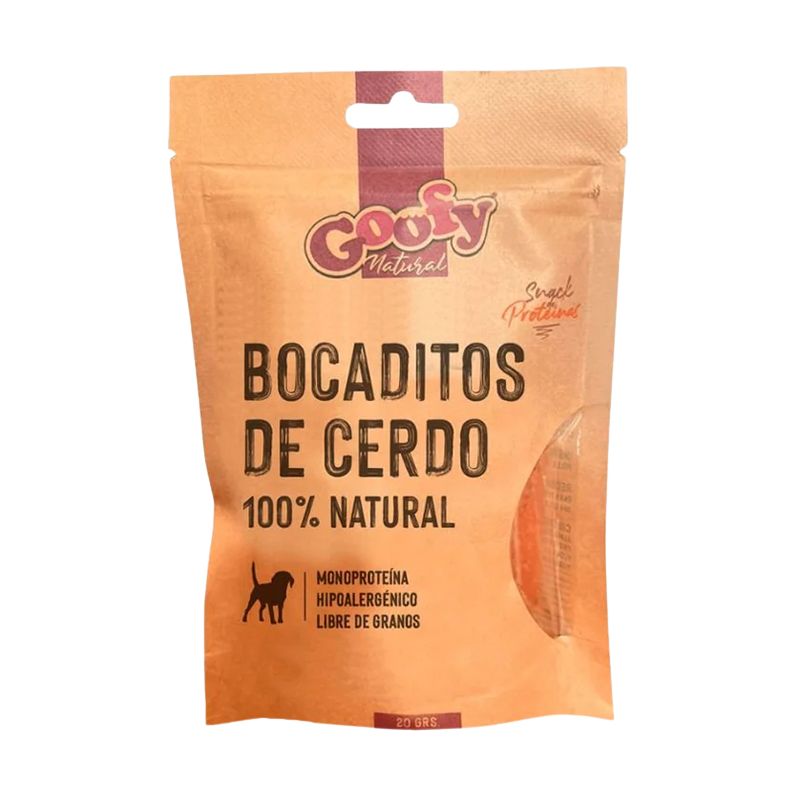 <strong>Goofy</strong> Bocaditos de Cerdo 100% Natural, Snack Liofilizado para Perro, envase de 20 gr