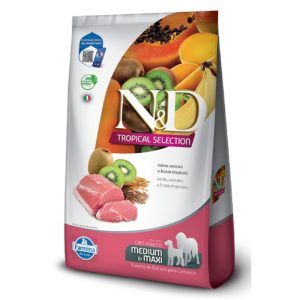 <strong>N&D</strong> Tropical Selection Adult Medium & Maxi, Alimento Seco para Perros Adultos, Raza Mediana y Grande, Cerdo, Cereales y Frutas Tropicales, bolsa de 10 kg