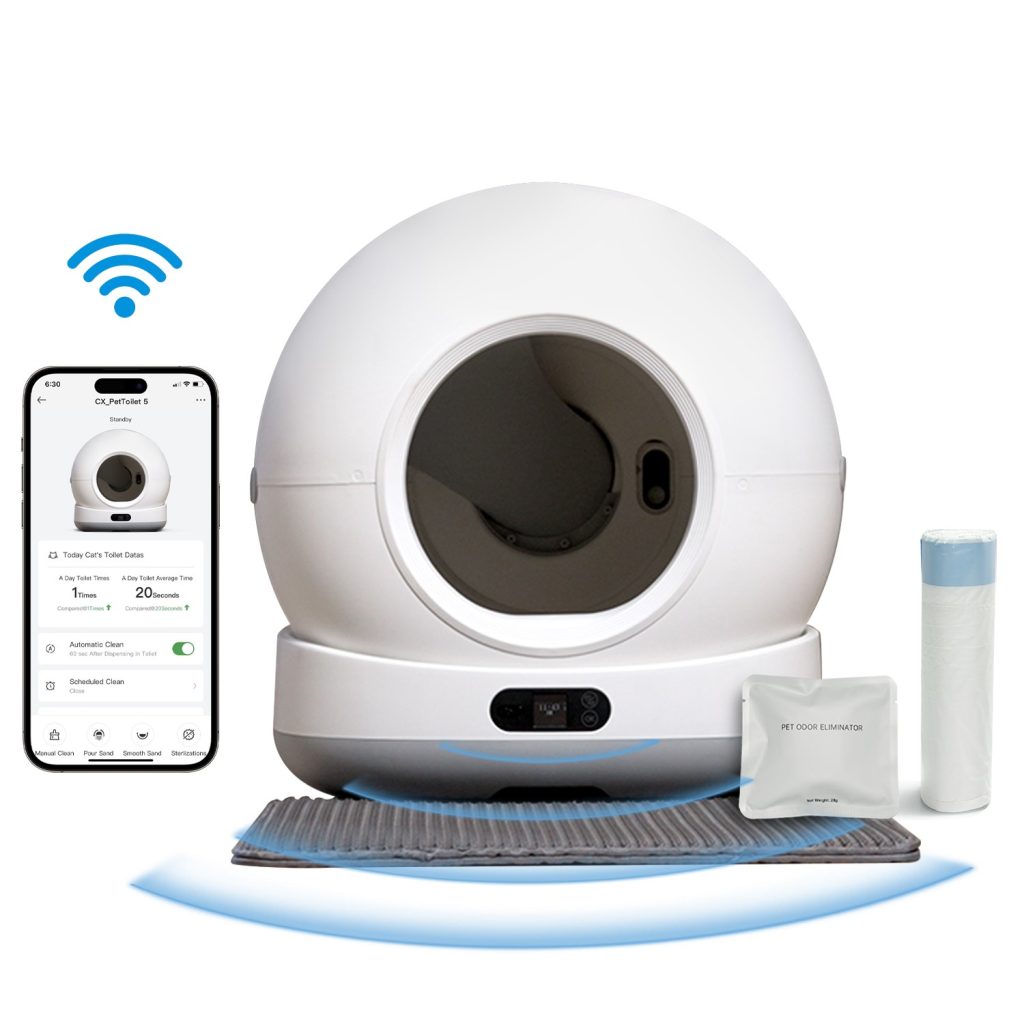 <strong>TikPaws</strong> LitterMaster, Baño Arenero Automático para Gatos con App, Blanco