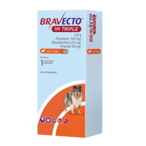<strong>Bravecto</strong> 1M Triple, Antiparasitario Externo para Perros, 5 a 10 kg, 1 comprimido masticable (dosis mensual)
