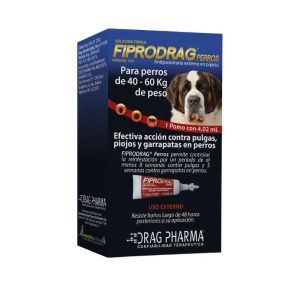 <strong>Fiprodrag</strong> Perros Solución Tópica, Antiparasitario Externo para Perros, 40-60 kg, 1 pipeta de 4.02 ml (dosis mensual)