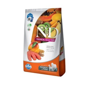 <strong>N&D</strong> Tropical Selection Adult Medium & Maxi, Alimento Seco para Perros Adultos, Raza Mediana y Grande, Salmón, Cereales y Frutas Tropicales, bolsa de 10 kg