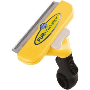 <strong>Deslanador</strong> alternativo tipo profesional para perros entre 23 a 41 kg de pelo largo, color Amarillo