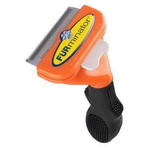 <strong>Deslanador</strong> alternativo tipo profesional para perros entre 9 a 22 kg de pelo largo, color Naranjo