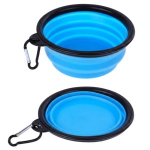 <strong>Guau!</strong> Plato Retráctil de silicona para paseos, Celeste, medidas 17x6 aprox