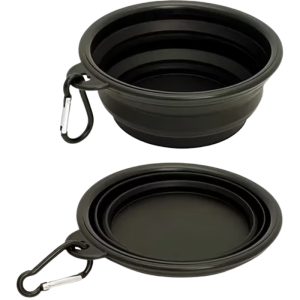 <strong>Guau!</strong> Plato Retráctil de silicona para paseos, Negro, medidas 17x6 cm