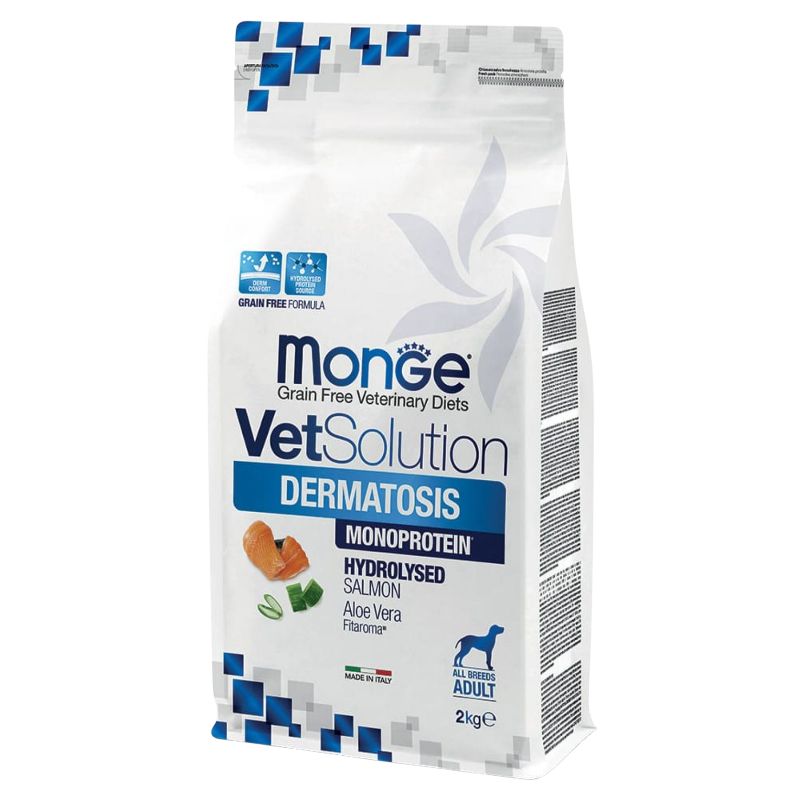 <strong>Monge Vet Solutions</strong> Dermatosis, Alimento dietético para perros con proteína Hidrolizada de Salmón,, bolsa de 2 kg