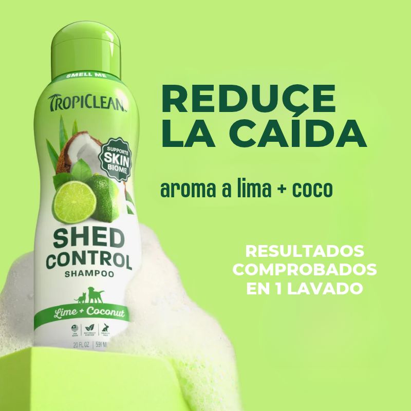<strong>TropiClean</strong> Shampoo Control de Caída de Pelo, con Lima y Coco, para Perros y Gatos, envase de 591 ml - Imagen 2