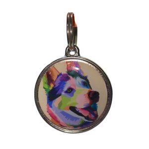 <strong>Universalpet</strong> Placa de identificación para mascotas, Diseño frontal inspirado en un perro Husky