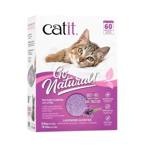 <strong>Catit</strong> Go Natural, Arena Sanitaria Aglutinante para Gatos de Cáscara de Arveja, Aroma Lavanda, caja de 5.6 kg