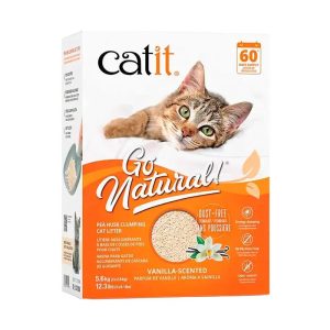 <strong>Catit</strong> Go Natural, Arena Sanitaria Aglutinante para Gatos de Cáscara de Arveja, Aroma Vainilla, caja de 5.6 kg