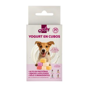 <strong>Goofy</strong> Yogurt en Cubos Liofilizado, Snack para Perros y Gatos, 20 unidades, envase de 20 gr