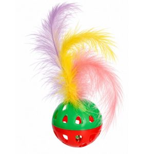 <strong>Guau!</strong> Juguete para Gatos Pelota con Cascabel y Pluma, largo de 11 cm aprox