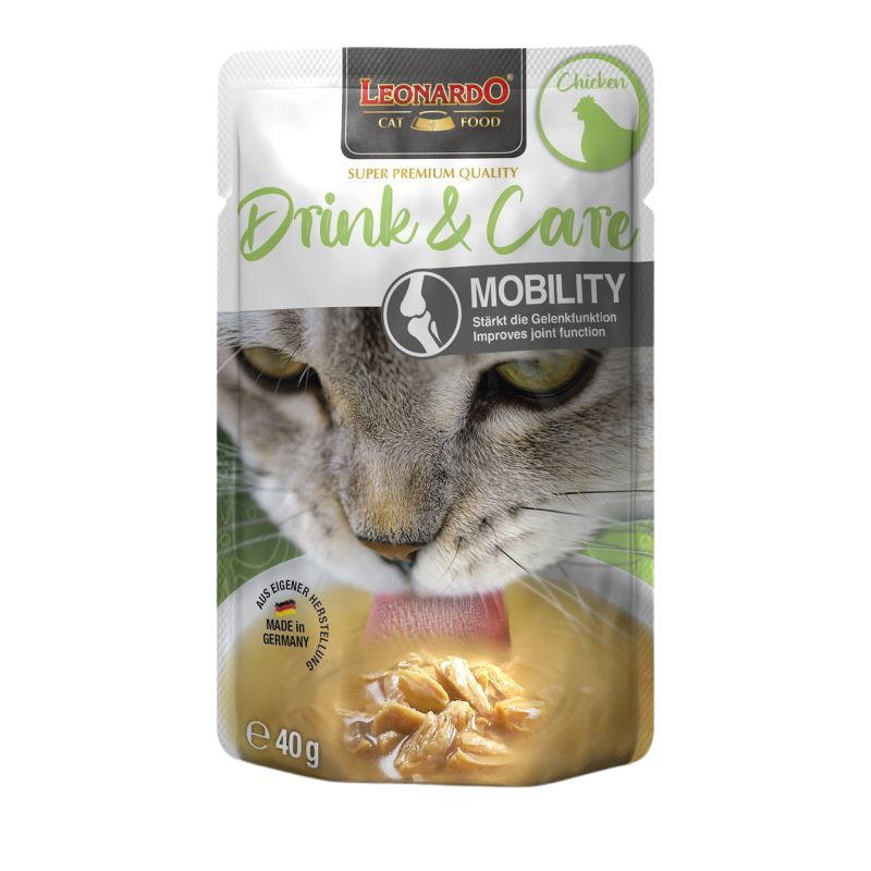 <strong>Leonardo</strong> Drink & Care, Mobility, Sopa de Pollo, Alimento Húmedo para Gatos, sachet de 40 gr
