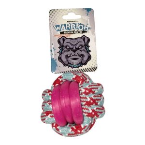 <strong>Warrior</strong> Cuerda en forma de Pelota trenzada, color Rosado, diámetro 7 cm aprox