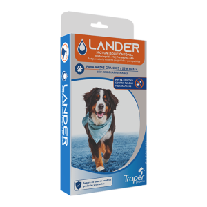 <strong>Lander</strong> Solución Tópica, Antiparasitario Externo Pulguicida y Garrapaticida para Perro, Razas Grandes de 25 a 40 kg, pipeta de 4 ml