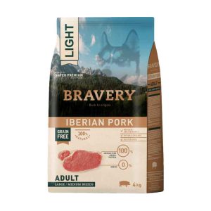 <strong>Bravery</strong> Light Cerdo Ibérico para Perros Adultos de Razas Medianas y Grandes, 4 kg