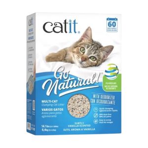 <strong>Catit</strong> Go Natural Multicat, Arena Sanitaria Aglutinante de Cáscara de Arveja, Aroma Vainilla, 6.4 kg
