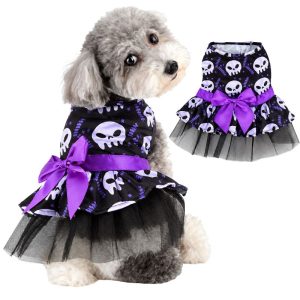 Guau! Disfraz Vestido con diseño de Calaveras para Perros y Gatos, talla XL