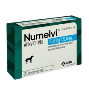 <strong>Numelvi</strong> 21.6 mg, para el tratamiento del prurito asociado a dermatitis alérgica y atópica en Perros, 30 comprimidos