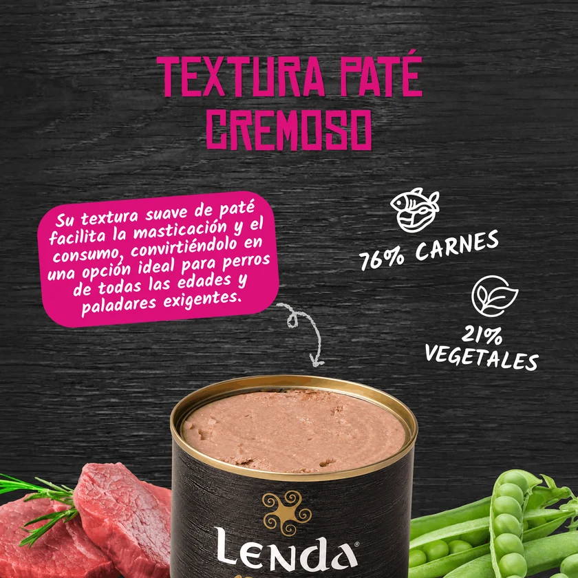 <strong>Lenda</strong> Grain Free, Alimento Húmedo para Perros, Buey, Guisante y Papa, lata de 400 gr - Imagen 3